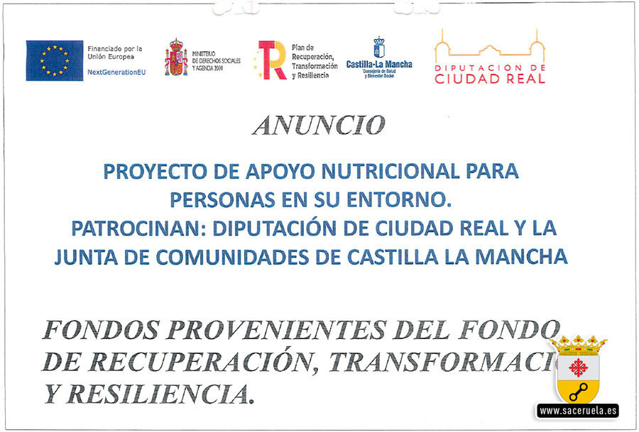 Proyecto de apoyo nutricional para personas en su entorno